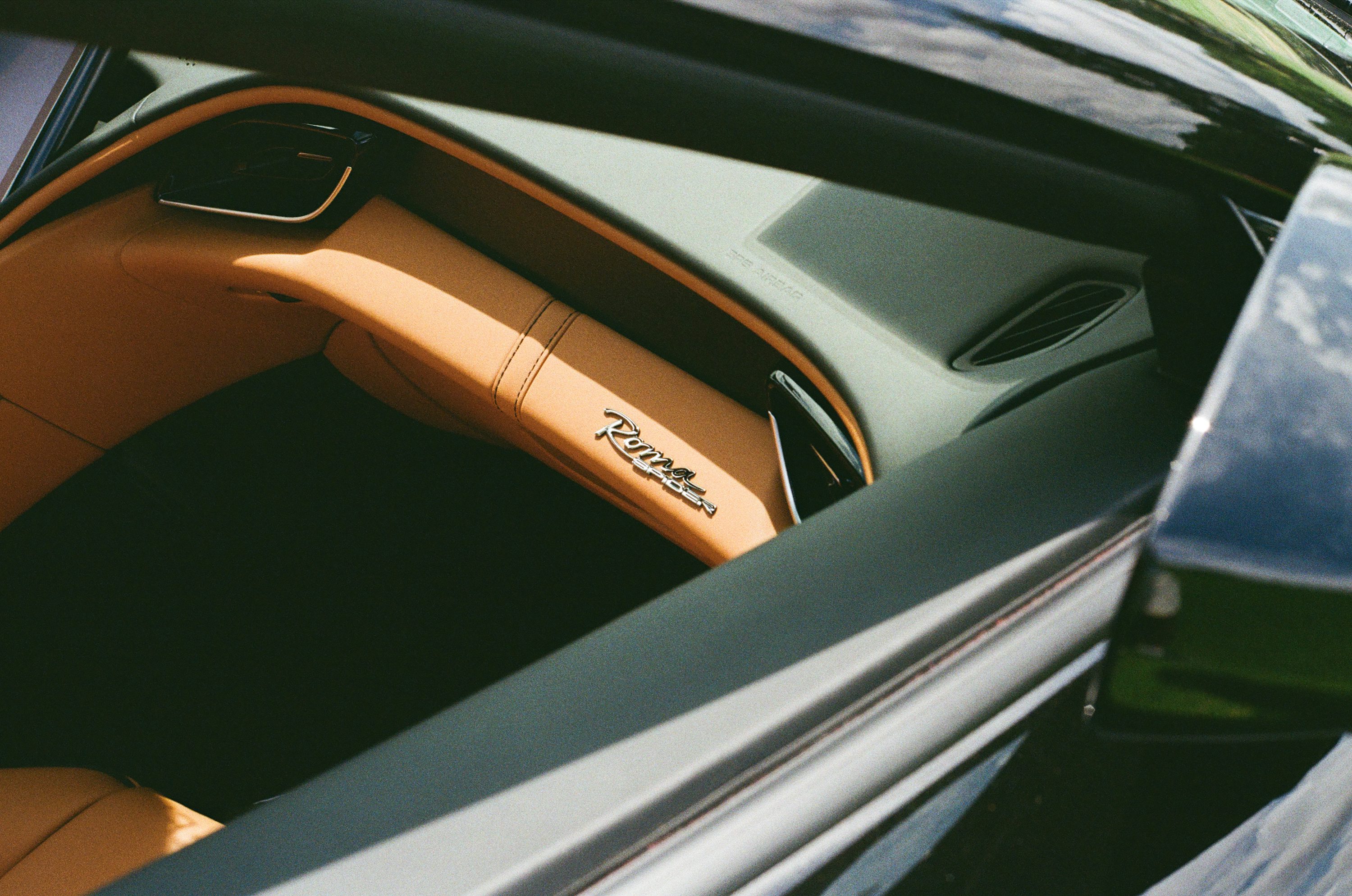 Tan leather luxury car interior